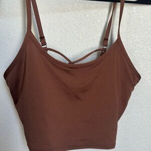 Brown Strappy Cami Active Tank Top